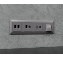 Комплект механизма розетки компьютерной + TV оконечной RJ-45 с автоматической защитной шторкой Alfa Сталь матовый Quant Ambrella Volt MA512510 (AP5125, VM195)