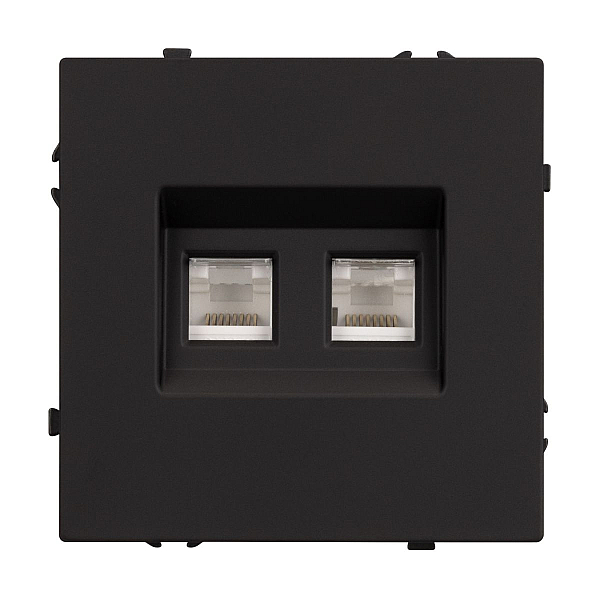 Розетка компьютерная двойная софт-тач черный оникс Arlight SCT-MPC2-SFPL-BK (2хRJ-45, CAT6) 054313(1)