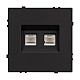 Розетка компьютерная двойная софт-тач черный оникс Arlight SCT-MPC2-SFPL-BK (2хRJ-45, CAT6) 054313(1)