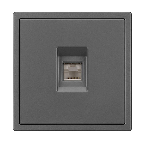 Розетка телефонная софт-тач серый базальт Arlight SCT-MTL1-SFPL-GR (RJ-11, 4C) 054303(1)