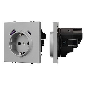 Розетка зк со шторками с USB тип А+С софт-тач никель Arlight SCT-MUAC-SFPL-IS (250V, 16A) 059445(1)