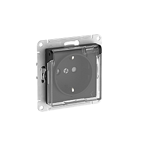 Розетка с зазем. со шт. с прозрач. крыш, 16А, IP44, мех., быстрозажим. Клем Systeme Electric AtlasDesign Aqua Карбон ATN441046S