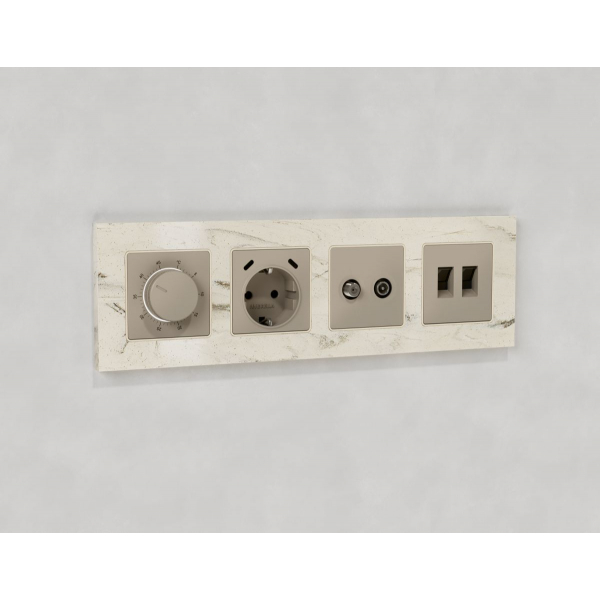 Комплект механизма электрической розетки 2USB С+C 20W с/з на винтовых зажимах 16A-250V Alfa Серо-бежевый матовый Quant Ambrella Volt MA370510 (AP3705, VM165)