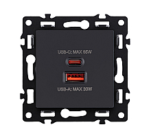 Розетка USB A+C 65W, черный Kollinger Asthetik AS-024BK