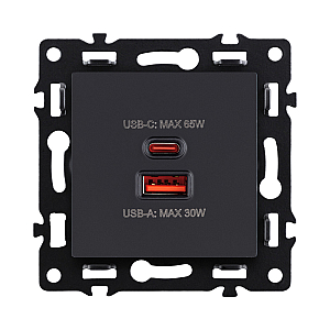 Розетка USB A+C 65W, черный Kollinger Asthetik AS-024BK