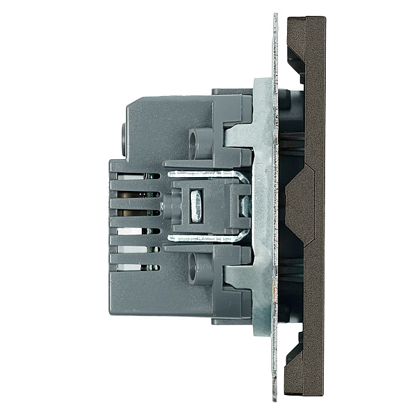 Розетка 2-местная USB + Type C (механизм), Stekker, 250В, 20W Эмили, RST10-5115-09, антрацит, soft touch 49931