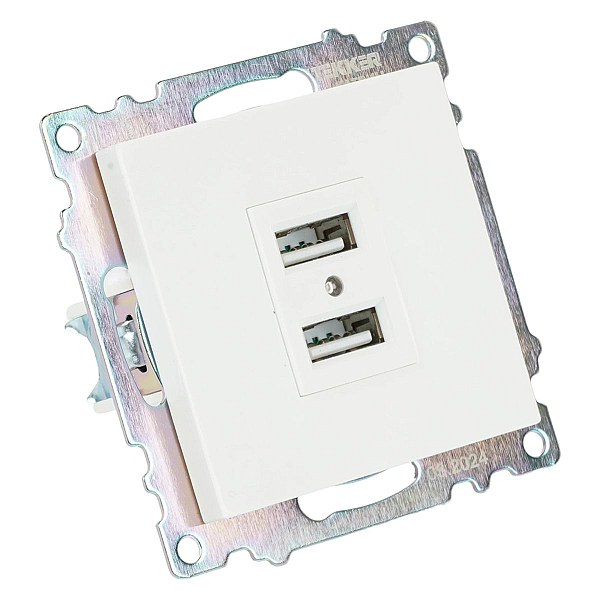 Розетка 2хUSB Stekker Катрин белый GLS10-7115-01 39686