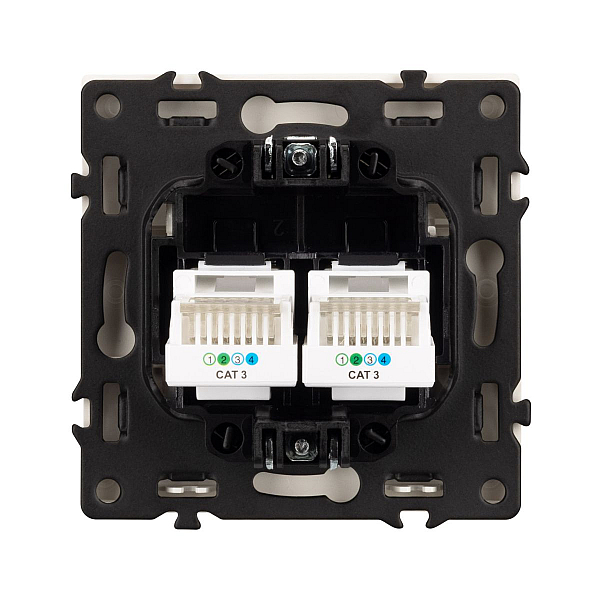 Розетка телефонная двойная софт-тач белый кварц Arlight SCT-MTL2-SFPL-WH (2хRJ-11, 4C) 054308(1)