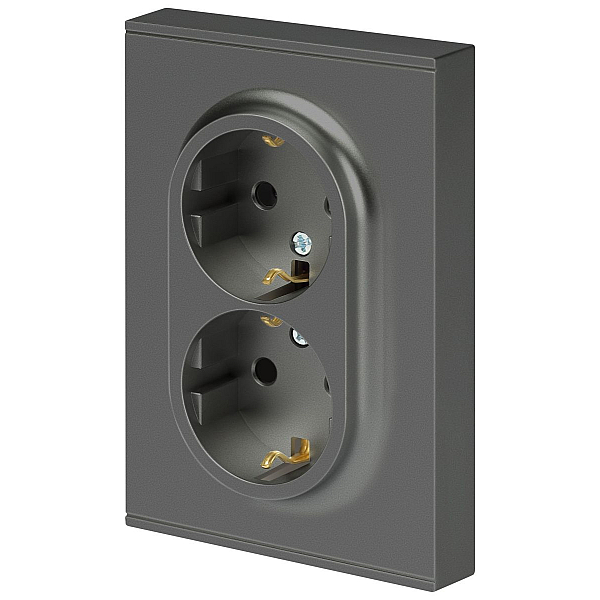 Розетка Эра Arktik 16-2104-06 двойная с заземлением 2X2P+E Schuko 16А-250В графит Б0070449