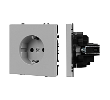 Розетка зк со шторками софт-тач никель Arlight SCT-MEU-SFPL-IS (250V, 16A) 059453(1)