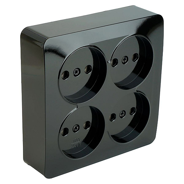 Розетка четырехместная 2P Stekker София черный MST10-14S-02 49321