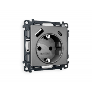 Комплект механизма розетки 2USB A+C 20W (быстрая зарядка) с/з Ambrella Volt Alfa MA660010