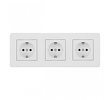 Розетка тройная (трехпостовая) с/з и шторками Arte Milano SET16-3-40-1x3 white
