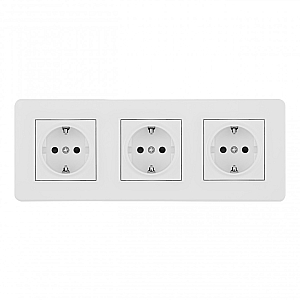 Розетка тройная (трехпостовая) с/з и шторками Arte Milano SET16-3-40-1x3 white