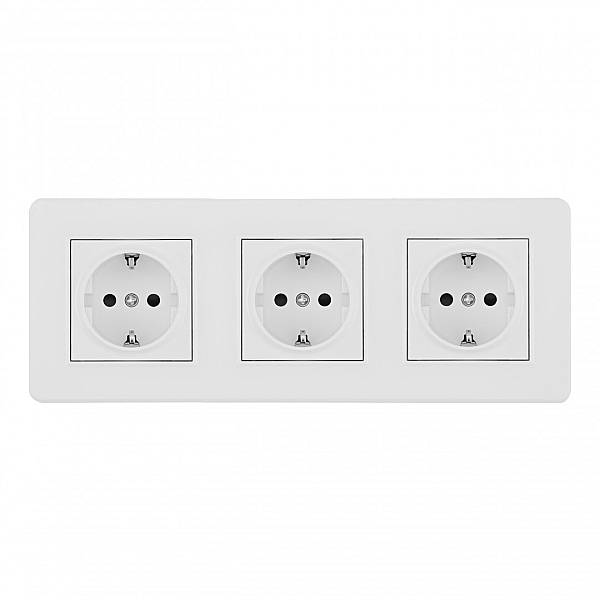 Розетка тройная (трехпостовая) с/з и шторками Arte Milano SET16-3-40-1x3 white