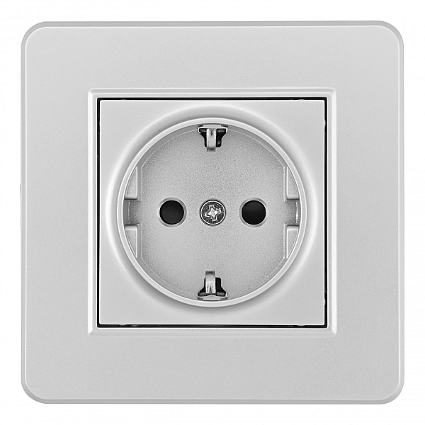 Комплект розетки с/з и шторками и рамкой Arte Milano SET16-1-40-1 silver