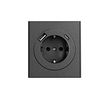 Розетка STRONG 1-ая с/з с/у з/ш 16А с USB A+C быстрой зарядки 5В/3А графит KRANZ KR-78-0704-6