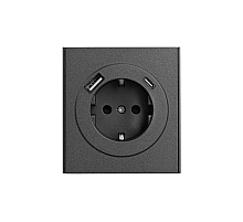 Розетка STRONG 1-ая с/з с/у з/ш 16А с USB A+C быстрой зарядки 5В/3А графит KRANZ KR-78-0704-6