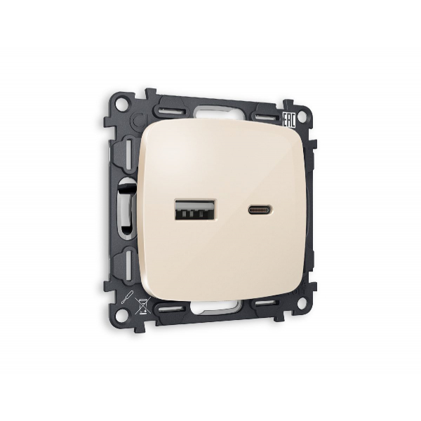 Комплект механизма розетки 2USB A+C 20W (быстрая зарядка) Ambrella Volt Omega MO311010 Комплект механизма розетки 2USB A+C 20W (быстрая зарядка) Ambrella Volt Omega MO311010