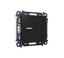 Комплект механизма розетки 2USB A+C 20W (быстрая зарядка) Ambrella Volt Alfa MA811010