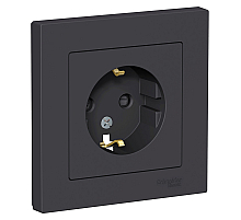 Розетка с/з со шторками, 16А, в сборе Systeme Electric AtlasDesign Карбон ATN001044