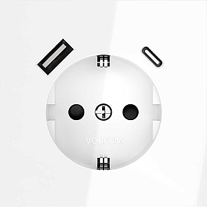 Розетка с USB, A+C Voltum S70 VLS040501 (белый глянцевы