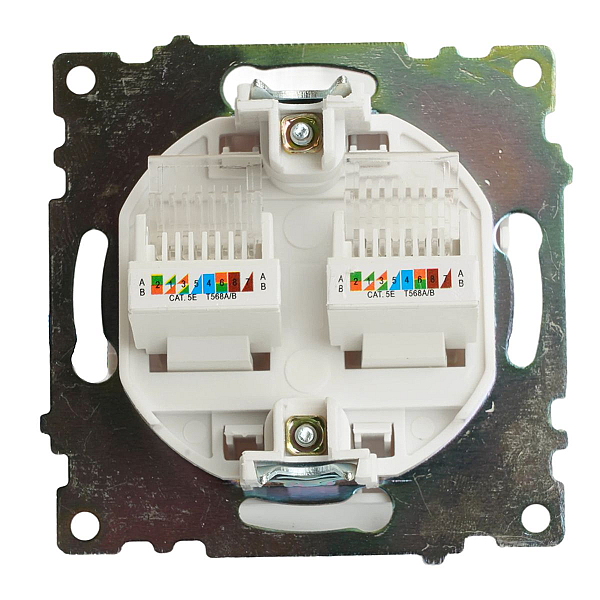 Розетка компьютерная 2-местная RJ-45 (механизм) Stekker GLS00-7109-01 Катрин, белый 50003