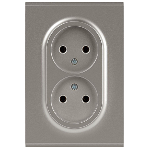 Розетка Эра Arktik 16-2107-07 без заземления двойная 2X2P 16А-250В титан Б0071687