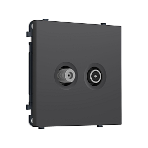 Комплект механизма розетки TV оконечной + SAT SIGMA Графит Мягкое касание 5-862MHz 3.5dB/950-2150MHz 3.8dB QUANT PRO Ambrella Volt MS913310 (SP9133, PR217)