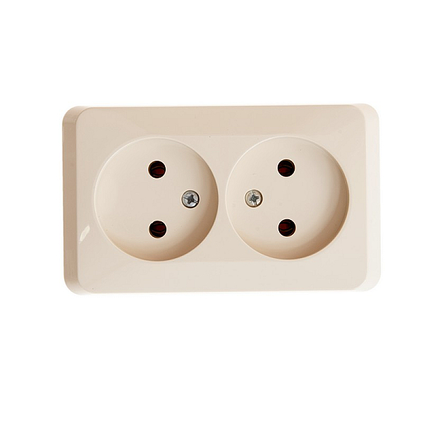 Розетка двойная 2К Systeme Electric Этюд 16A 250V кремовая PA16-005K
