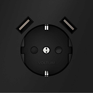 Розетка с USB, А+А Voltum S70 VLS040408 (черный матовый