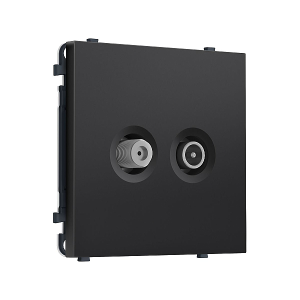 Комплект механизма розетки TV оконечной + SAT SIGMA Черный матовый 5-862MHz 3.5dB/950-2150MHz 3.8dB QUANT PRO Ambrella Volt MS813310 (SP8133, PR217)