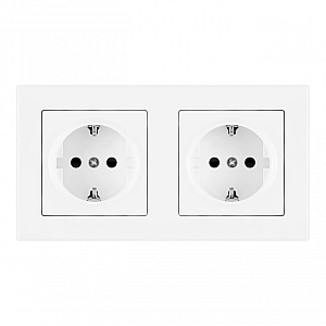 Розетка двойная (двухпостовая) с/з и шторками Arte Milano SET06-2-40-1x2 white