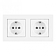 Розетка двойная (двухпостовая) с/з и шторками Arte Milano SET06-2-40-1x2 white