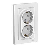 Розетка двойная с/з, 16А, в сборе Systeme Electric AtlasDesign Лотос ATN001324