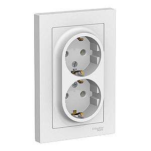 Розетка двойная с/з, 16А, в сборе Systeme Electric AtlasDesign Лотос ATN001324
