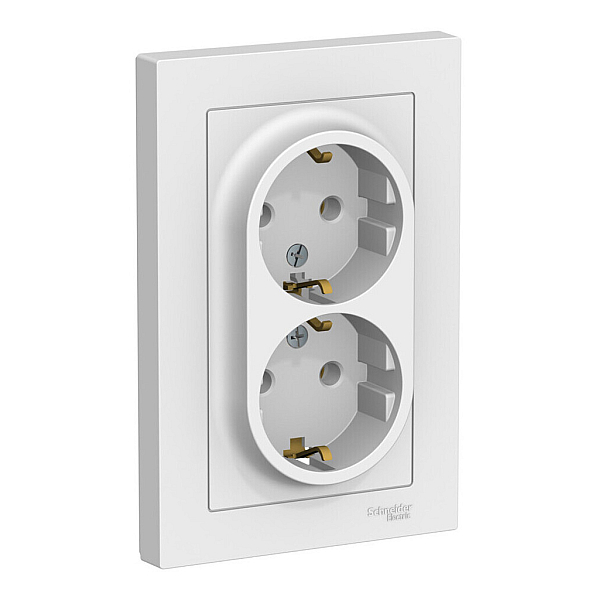 Розетка двойная с/з, 16А, в сборе Systeme Electric AtlasDesign Лотос ATN001324