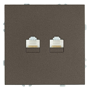 Розетка компьютерная 2-местная RJ-45 (механизм) Stekker Эмили RST00-5111-09 антрацит soft touch 49926