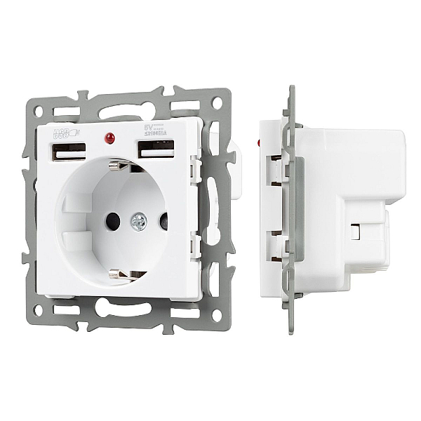 Механизм розетки с USB зарядкой Arlight SCT-MUAA-PL-WH (250V, 16A) 043733