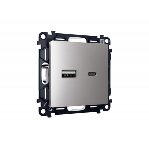 Комплект механизма розетки 2USB A+C 20W (быстрая зарядка) Ambrella Volt Alfa MA511010