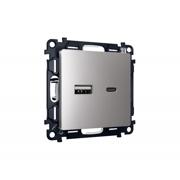 Комплект механизма розетки 2USB A+C 20W (быстрая зарядка) Ambrella Volt Alfa MA511010 Комплект механизма розетки 2USB A+C 20W (быстрая зарядка) Ambrella Volt Alfa MA511010