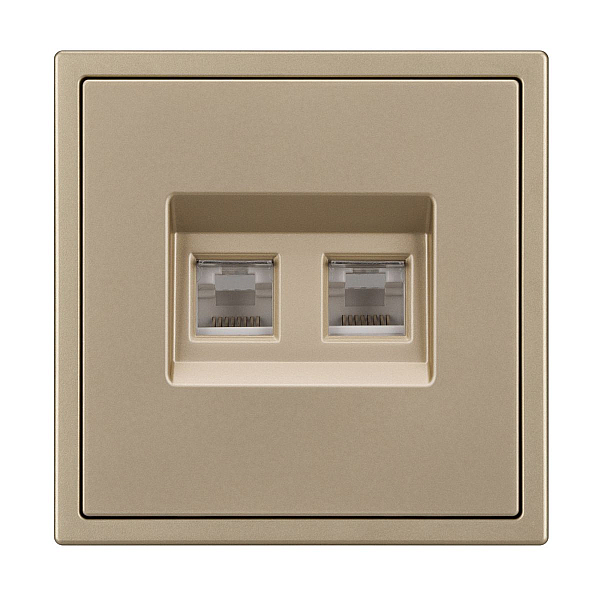 Розетка телефонная двойная софт-тач золотой песок Arlight SCT-MTL2-SFPL-GD (2хRJ-11, 4C) 054310(1)