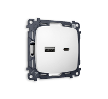 Комплект механизма розетки 2USB A+C 20W (быстрая зарядка) Ambrella Volt Omega MO131010