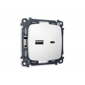 Комплект механизма розетки 2USB A+C 20W (быстрая зарядка) Ambrella Volt Omega MO131010