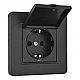 Комплект розетки с/з и шторками, защитной крышкой и рамкой Arte Milano SET16-1-41-1 black
