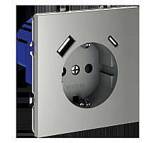Розетка с USB, A+C Voltum S70 VLS040505 (сталь)