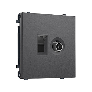 Комплект механизма розетки компьютерной + TV оконечной SIGMA Антрацит серый RJ-45 Ambrella Volt MS662510 (SP6625, PR195)