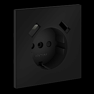 Накладка для розетки с заземлением и защитными шторками, с USB A+A Voltum S70 (черный матовый) VLS000908