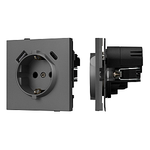 Механизм розетки с USB зарядкой Arlight SCT-TENDO-MUAC-SFPL-GR (230V, 16A) 054609