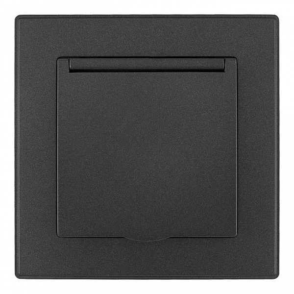 Комплект розетки с/з и шторками, защитной крышкой и рамкой Arte Milano SET06-1-41-1 black